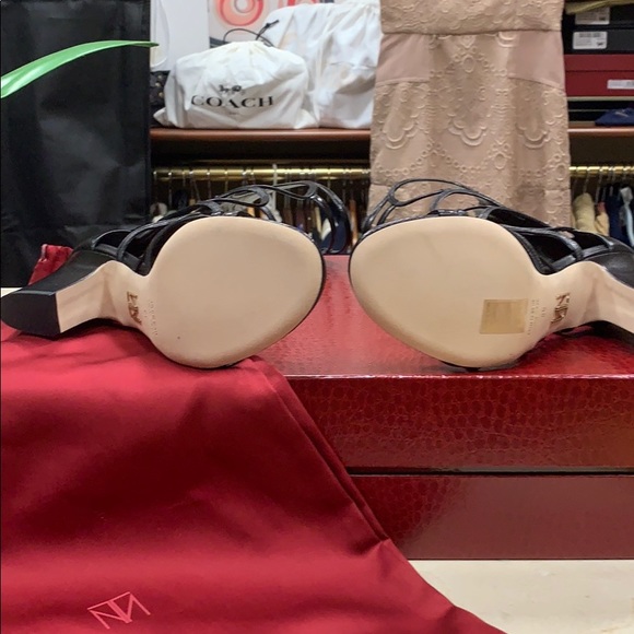 TAMARA MELLON ORION 75mm BLACK LEATHER SANDALS SIZE EU 8 - Picture 9 of 9